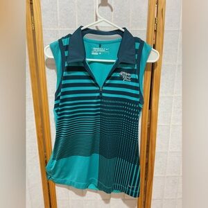 Nike Women's Teal and Black Striped Tank Top